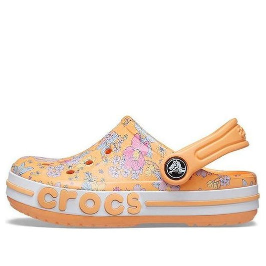 (GS) Crocs Bayaband Seasonal Printed Clogs 'Orange White' 206178-801