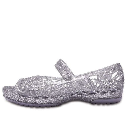 (GS) Crocs Isabella Glitter Peep Toe Sandals 'Silver' 202602-040